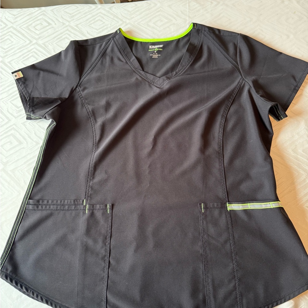 Scrubstar Women's‎ Top in Black with Neon Accents